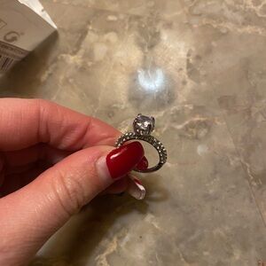 Elegant Silver Ring with Clear Gemstone